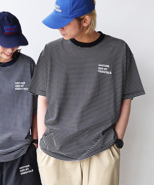ANME(アンメ)の「【新サイズ追加】ANMEエンブロイダリーロゴボーダー半袖Tシャツ(Tシャツ/カットソー・レディース・ブラック/ネイビー/オフホワイト・M/L/XL/XXL/S)」の1枚目の写真