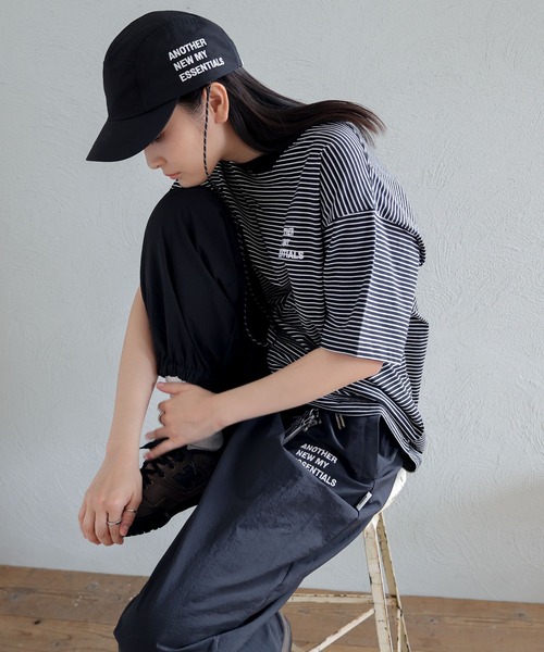 ANME(アンメ)の「【新サイズ追加】ANMEエンブロイダリーロゴボーダー半袖Tシャツ(Tシャツ/カットソー・レディース・ブラック/ネイビー/オフホワイト・M/L/XL/XXL/S)」の12枚目の写真