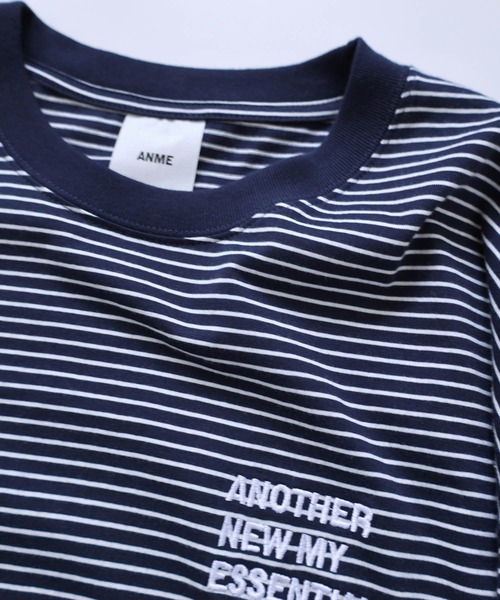 ANME(アンメ)の「【新サイズ追加】ANMEエンブロイダリーロゴボーダー半袖Tシャツ(Tシャツ/カットソー・レディース・ブラック/ネイビー/オフホワイト・M/L/XL/XXL/S)」の21枚目の写真