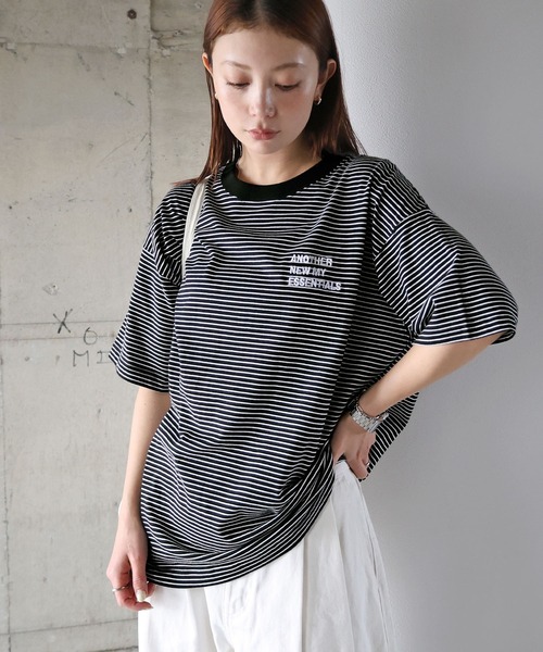 セール】【新サイズ追加】ANMEエンブロイダリーロゴボーダー半袖