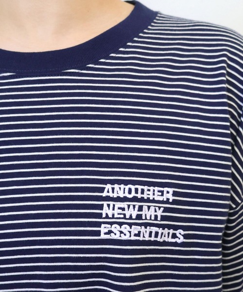 ANME(アンメ)の「【新サイズ追加】ANMEエンブロイダリーロゴボーダー半袖Tシャツ(Tシャツ/カットソー・レディース・ブラック/ネイビー/オフホワイト・M/L/XL/XXL/S)」の17枚目の写真