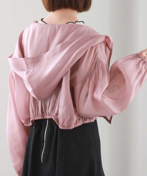 archives（アルシーヴ）の「シアーショートフーディー（その他アウター・レディース・ピンク/アイボリー/ブラック・MEDIUM）」の3枚目の写真