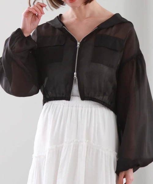 archives（アルシーヴ）の「シアーショートフーディー（その他アウター・レディース・ピンク/アイボリー/ブラック・MEDIUM）」の21枚目の写真