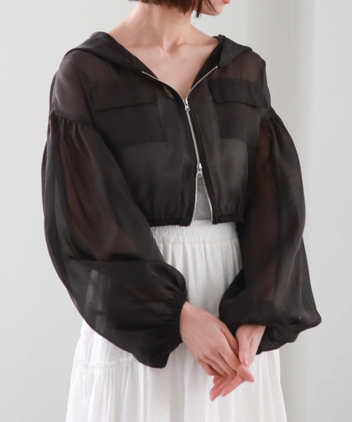 archives（アルシーヴ）の「シアーショートフーディー（その他アウター・レディース・ピンク/アイボリー/ブラック・MEDIUM）」の19枚目の写真