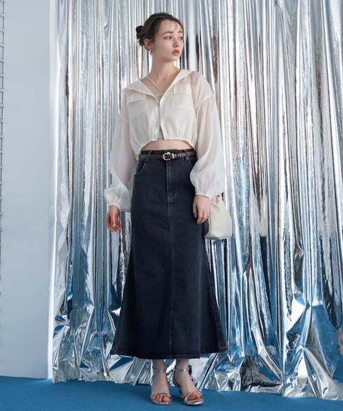 archives（アルシーヴ）の「シアーショートフーディー（その他アウター・レディース・ピンク/アイボリー/ブラック・MEDIUM）」の12枚目の写真