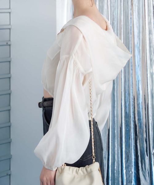 archives（アルシーヴ）の「シアーショートフーディー（その他アウター・レディース・ピンク/アイボリー/ブラック・MEDIUM）」の8枚目の写真