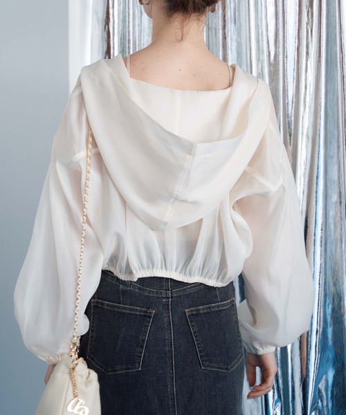 archives（アルシーヴ）の「シアーショートフーディー（その他アウター・レディース・ピンク/アイボリー/ブラック・MEDIUM）」の9枚目の写真