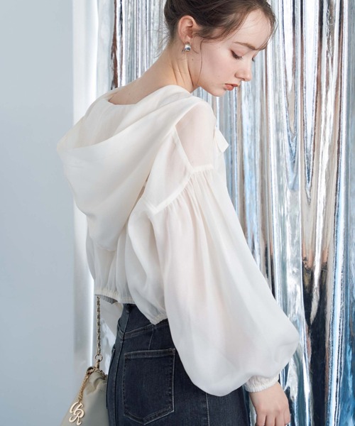 archives（アルシーヴ）の「シアーショートフーディー（その他アウター・レディース・ピンク/アイボリー/ブラック・MEDIUM）」の5枚目の写真