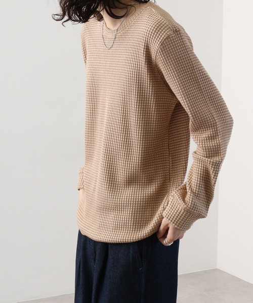 many men many mind(メニーメンメニーマインド)の「ビッグワッフルロングスリーブクルーネック(Tシャツ/カットソー・メンズ・ベージュ/ネイビー/グレー・M/L)」の10枚目の写真