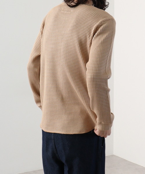 many men many mind(メニーメンメニーマインド)の「ビッグワッフルロングスリーブクルーネック(Tシャツ/カットソー・メンズ・ベージュ/ネイビー/グレー・M/L)」の8枚目の写真