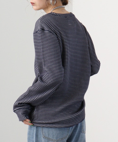 many men many mind(メニーメンメニーマインド)の「ビッグワッフルロングスリーブクルーネック(Tシャツ/カットソー・メンズ・ベージュ/ネイビー/グレー・M/L)」の14枚目の写真