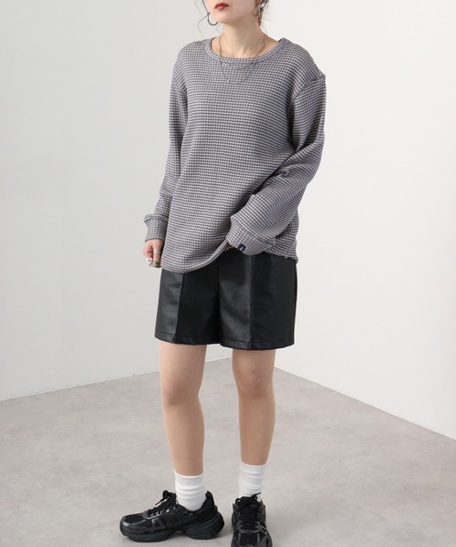 many men many mind(メニーメンメニーマインド)の「ビッグワッフルロングスリーブクルーネック(Tシャツ/カットソー・メンズ・ベージュ/ネイビー/グレー・M/L)」の18枚目の写真