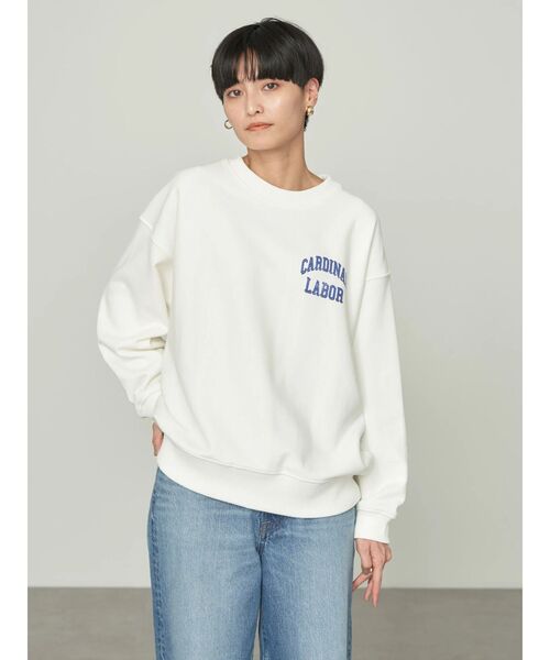 AMERI ケミカルウォッシュリブカラースウェット　グレー 　トレーナー AMERI ケミカルウォッシュリブカラースウェット グレー トレーナー