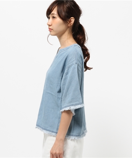 Kastane（カスタネ）の「スキッパーフリンジトップス（シャツ/ブラウス・レディース・キャメル/ベージュ/インディゴブルー・FREE）」の10枚目の写真