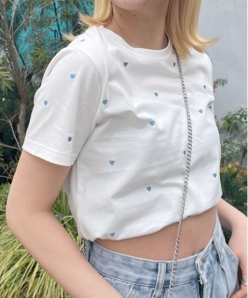 one way（ワンウェイ）の「【サイズ展開あり】ハートまみれTシャツ（Tシャツ/カットソー・レディース・ホワイト×ブラック/ブラック/ホワイト×ピンク/ホワイト×レッド/ホワイト×ブルー・FREE/MEDIUM）」の9枚目の写真