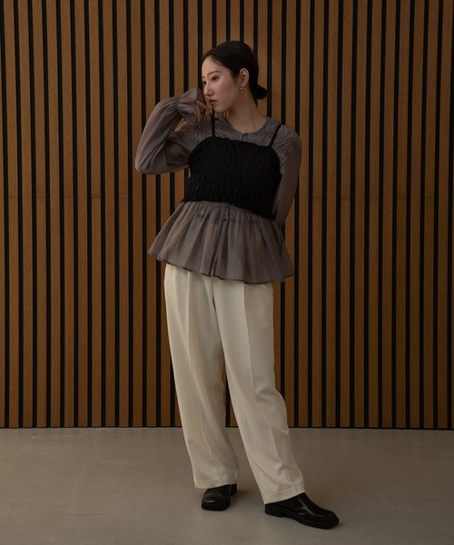 I_am（アイアム）の「shirring design chiffon blouse / シャーリングデザインシフォンブラウス（シャツ ...