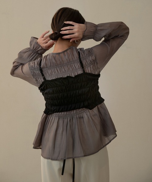I_am（アイアム）の「shirring design chiffon blouse / シャーリングデザインシフォンブラウス（シャツ ...