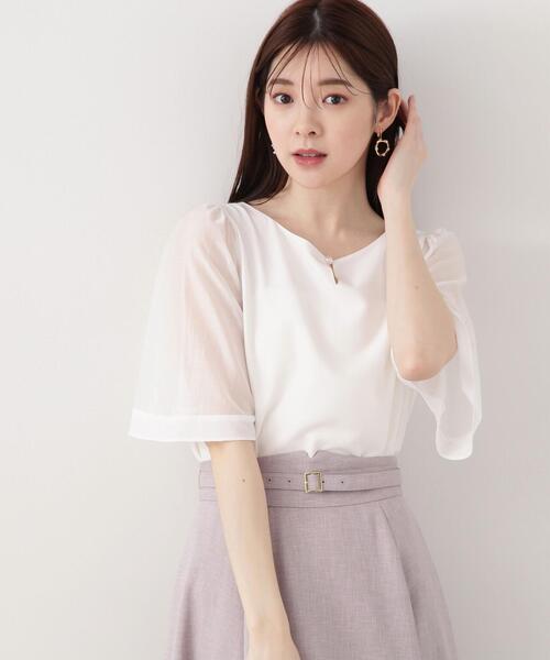 PROPORTION BODY DRESSING（プロポーションボディドレッシング）の「シアーフレアスリーブブラウス / 1214110401（シャツ/ブラウス・レディース・ネイビー/ホワイト系その他/ピンク・SMALL/MEDIUM）」の5枚目の写真