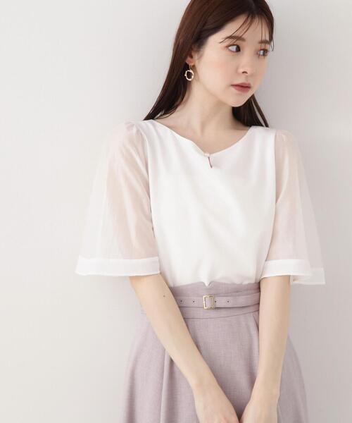 PROPORTION BODY DRESSING（プロポーションボディドレッシング）の「シアーフレアスリーブブラウス / 1214110401（シャツ/ブラウス・レディース・ネイビー/ホワイト系その他/ピンク・SMALL/MEDIUM）」の6枚目の写真