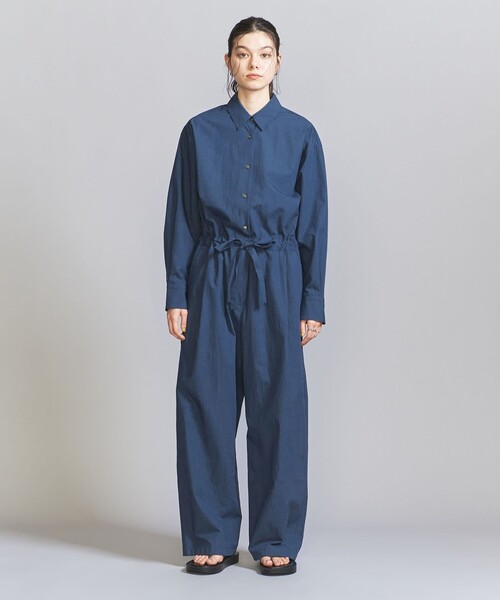 コットン麻タイプライター ジャンプスーツ