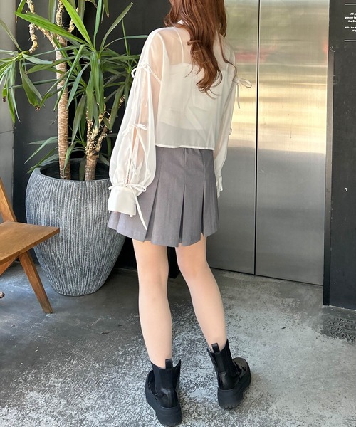 INGNI（イング）の「袖リボンラメシアーショートシャツ（シャツ/ブラウス・レディース・サックスブルー/アイボリー/ピンク/グレー/ミント・M）」の22枚目の写真