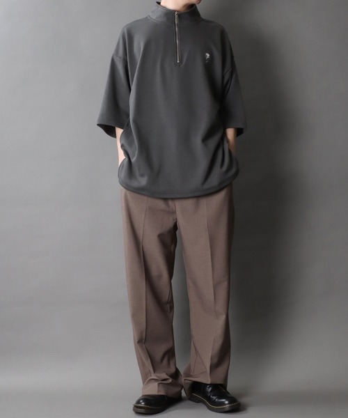 SITRY（シトリー）の「Rose Embroidery Punch the dough Half Zip Shirt/ポンチ オーバーサイズ 薔薇 ワンポイント刺繍 ハーフジップ 半袖Tシャツ（Tシャツ/カットソー・メンズ・ホワイト/チャコール/ブラック・L/M）」の22枚目の写真