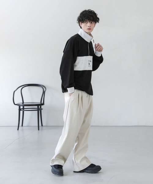 U.S. POLO ASSN.(ユーエスポロアッスン)の「U.S. POLO ASSN. 別注 ワンポイントロゴ刺繍スタンドネックスウェットハーフジップ(スウェット・メンズ・ブラック×グレー/ベージュ/アッシュグレー/グレー系/アイボリー/ホワイト系/ブラック・S/M/L)」の14枚目の写真