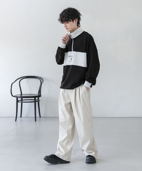 U.S. POLO ASSN.(ユーエスポロアッスン)の「U.S. POLO ASSN. 別注 ワンポイントロゴ刺繍スタンドネックスウェットハーフジップ(スウェット・メンズ・ブラック×グレー/ベージュ/アッシュグレー/グレー系/アイボリー/ホワイト系/ブラック・S/M/L)」の15枚目の写真