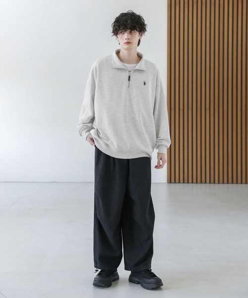 U.S. POLO ASSN.(ユーエスポロアッスン)の「U.S. POLO ASSN. 別注 ワンポイントロゴ刺繍スタンドネックスウェットハーフジップ(スウェット・メンズ・ブラック×グレー/ベージュ/アッシュグレー/グレー系/アイボリー/ホワイト系/ブラック・S/M/L)」の20枚目の写真