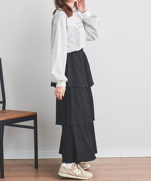 mil(ミル)の「【150㎝前後の小柄さんサイズ】シボ柄ティアードスカート(スカート・レディース・ブラック/ブラウン/ライトベージュ・XXS/XS/S)」の11枚目の写真