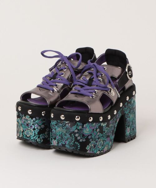 YOSUKE（ヨースケ）の「【YOSUKE】厚底バックストラップサンダル 4460060（サンダル・レディース・ブラック×グリーン/ガンメタ/ブラック・LL/S/M/L）」の3枚目の写真