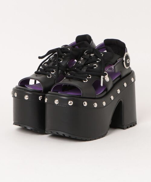 YOSUKE（ヨースケ）の「【YOSUKE】厚底バックストラップサンダル 4460060（サンダル・レディース・ブラック×グリーン/ガンメタ/ブラック・LL/S/M/L）」の2枚目の写真