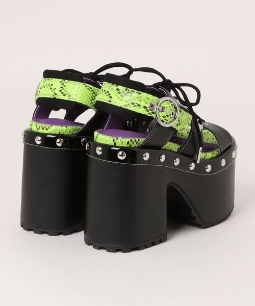 YOSUKE（ヨースケ）の「【YOSUKE】厚底バックストラップサンダル 4460060（サンダル・レディース・ブラック×グリーン/ガンメタ/ブラック・LL/S/M/L）」の4枚目の写真