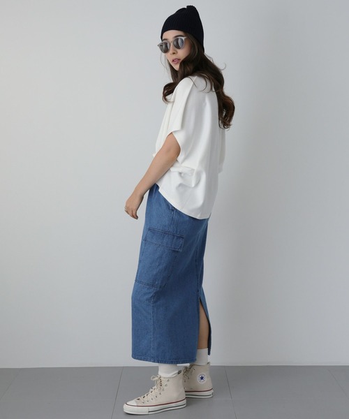 saloon（サルーン）の「SALOON(サルーン)/　ドルマン　ルーズ　Ｔシャツ（Tシャツ/カットソー・レディース・ブラック/ホワイト/ライトブルー・FREE）」の12枚目の写真