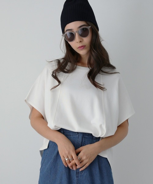 saloon（サルーン）の「SALOON(サルーン)/　ドルマン　ルーズ　Ｔシャツ（Tシャツ/カットソー・レディース・ブラック/ホワイト/ライトブルー・FREE）」の10枚目の写真