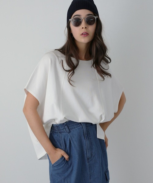 saloon（サルーン）の「SALOON(サルーン)/　ドルマン　ルーズ　Ｔシャツ（Tシャツ/カットソー・レディース・ブラック/ホワイト/ライトブルー・FREE）」の7枚目の写真