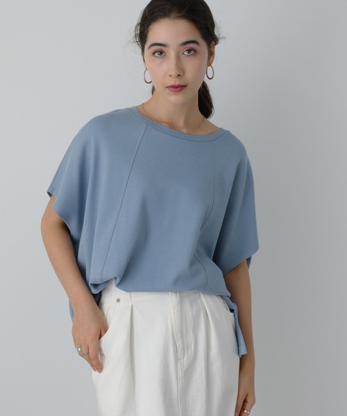 saloon（サルーン）の「SALOON(サルーン)/　ドルマン　ルーズ　Ｔシャツ（Tシャツ/カットソー・レディース・ブラック/ホワイト/ライトブルー・FREE）」の4枚目の写真