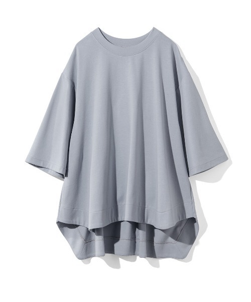 MEDE19F(メデジュウキュウ)の「MEDE19F 汗じみ軽減加工のオーバーシルエットトップス(Tシャツ/カットソー・レディース・チャコールグレー/ブルーグリーン/ダークネイビー/ピンク/ネイビー/イエロー系その他/ライトベージュ/ダークブラウン/プラム/スモークピンク/カーキ/ブルーグレー・L/LL/M/3L)」の22枚目の写真
