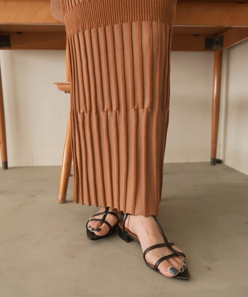 mideal（マイディール）の「block ribknit skirt / ブロックリブニットスカート（スカート・レディース・グリーン/オレンジ・FREE）」の11枚目の写真