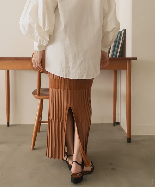 mideal（マイディール）の「block ribknit skirt / ブロックリブニットスカート（スカート・レディース・グリーン/オレンジ・FREE）」の12枚目の写真