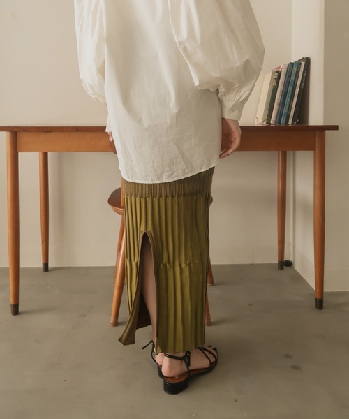 mideal（マイディール）の「block ribknit skirt / ブロックリブニットスカート（スカート・レディース・グリーン/オレンジ・FREE）」の19枚目の写真