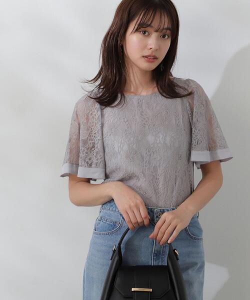 PROPORTION BODY DRESSING（プロポーションボディドレッシング）の「レースブラウス / 1214110506（シャツ/ブラウス・レディース・ネイビー/ホワイト系その他/グレー・SMALL/MEDIUM）」の4枚目の写真