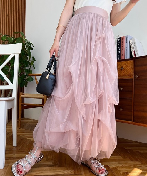 moment+（モーメントプラス）の「タックボリュームチュールスカート