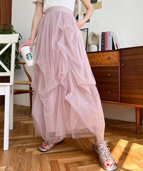 moment+（モーメントプラス）の「タックボリュームチュールスカート