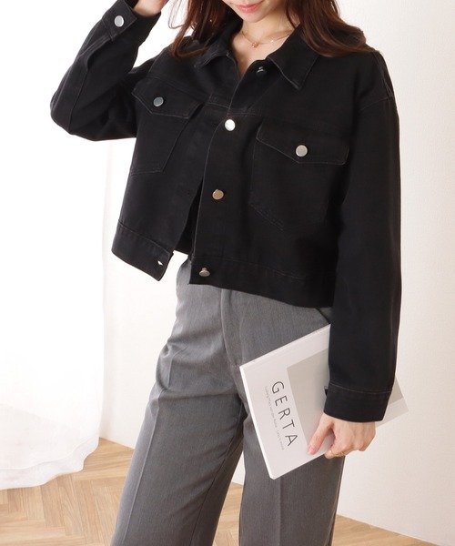 新品未使用★Loungedress コンパクトデニムジャケット セール】ノーカラーコンパクトデニムジャケット（デニム