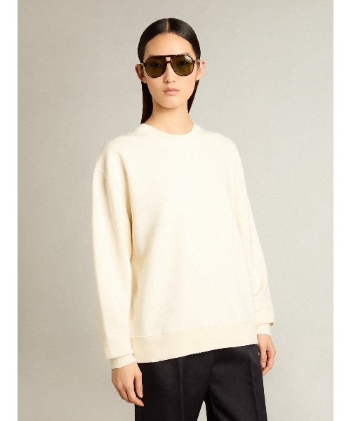 GOLDEN GOOSE(ゴールデングース)の「スウェットシャツ(ユーズドホワイト) バックに逆さまのロゴ - Asian fit(スウェット・メンズ・ホワイト系その他・M/S/XS/XXS)」の4枚目の写真