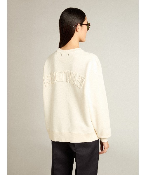 GOLDEN GOOSE(ゴールデングース)の「スウェットシャツ(ユーズドホワイト) バックに逆さまのロゴ - Asian fit(スウェット・メンズ・ホワイト系その他・M/S/XS/XXS)」の7枚目の写真