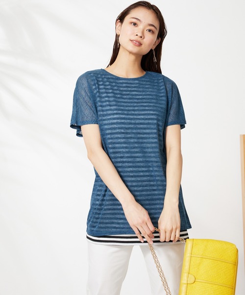 BELLUNA PLUS(ベルーナ)の「後ろリボンデザイン振り向き美人チュニック(チュニック・レディース・ネイビー/オフホワイト/イエロー/エメラルド・MEDIUM/LARGE/X-LARGE)」の14枚目の写真