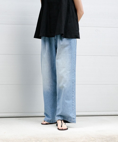 美品【かぐれ】フェードデニムイージーパンツ ライトブルー アーバンリサーチ 美品【かぐれ】フェードデニムイージーパンツ ライトブルー アーバン