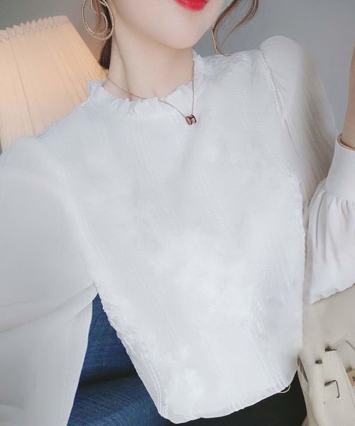 BLANC FICELLE(ブランフィセル)の「レース ボトムネック シャツ(シャツ/ブラウス・レディース・ホワイト・M/L/XL)」の5枚目の写真